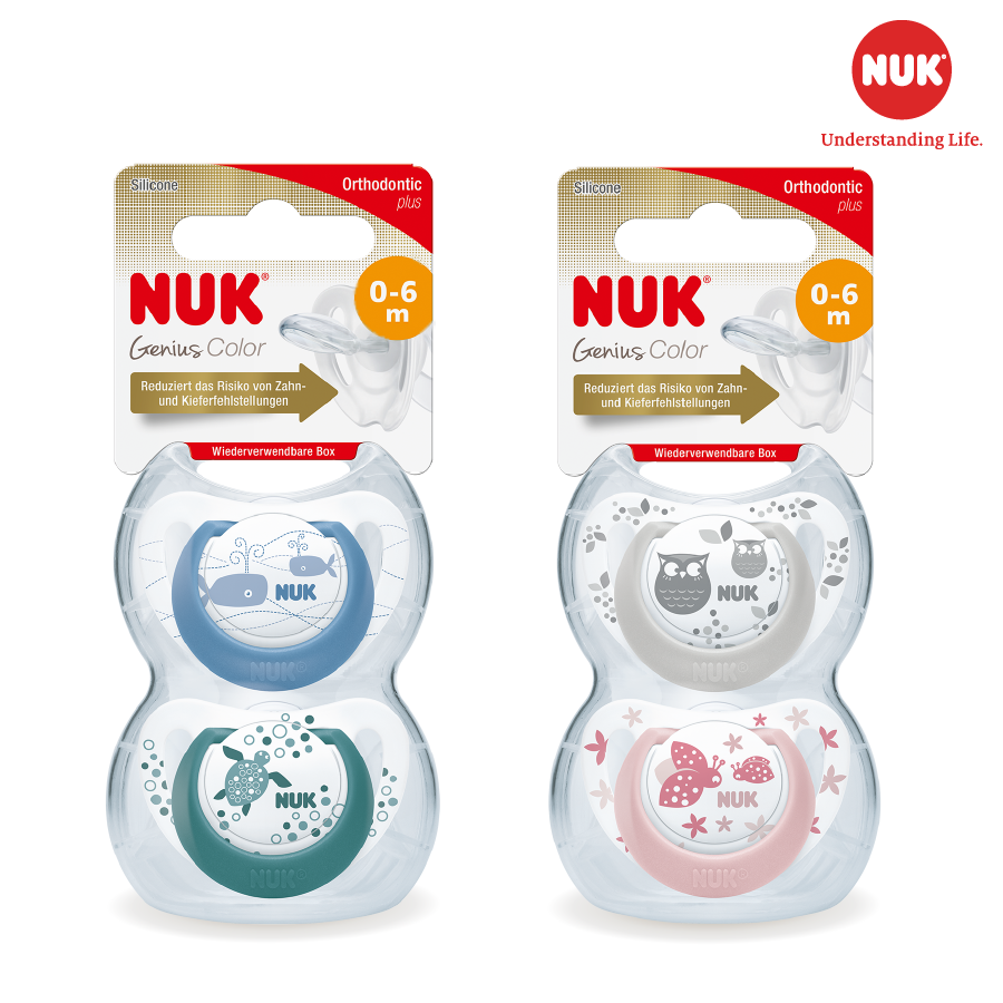 Bộ 2 ti giả NUK Genius Silicone 0-6m (Sắc màu)